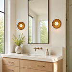 Bosco Wood Walnut Disc Alabaster Wall Sconce