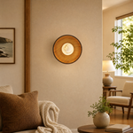 Bosco Wood Walnut Disc Alabaster Wall Sconce