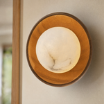 Bosco Wood Walnut Disc Alabaster Wall Sconce