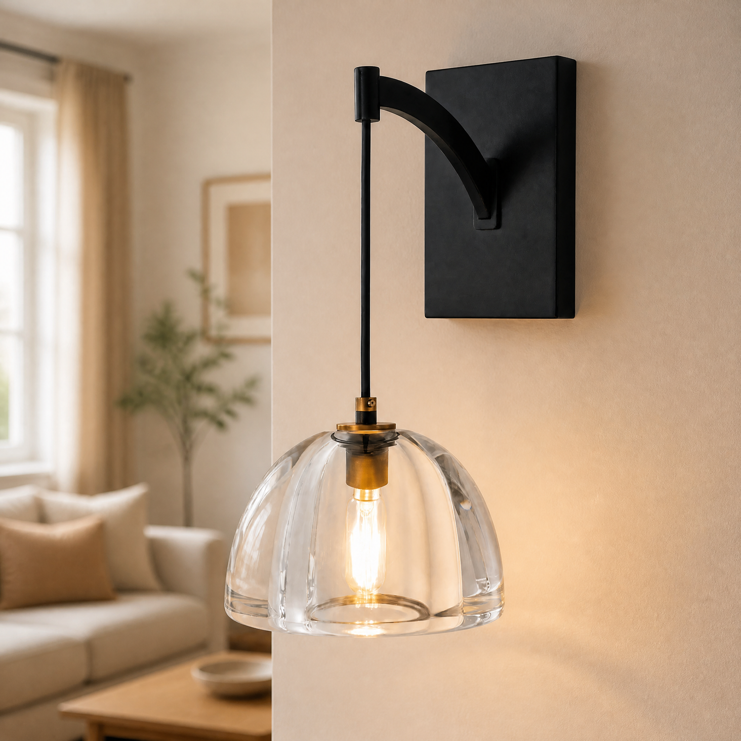 Bowl Crystal Wall Sconce Single Pack - Black
