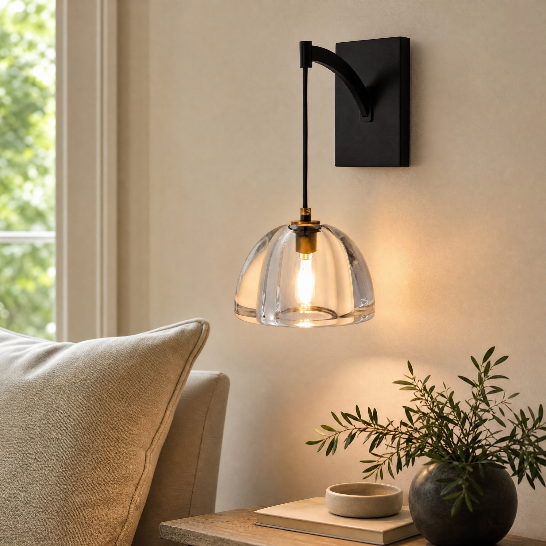Bowl Crystal Wall Sconce Single Pack - Black