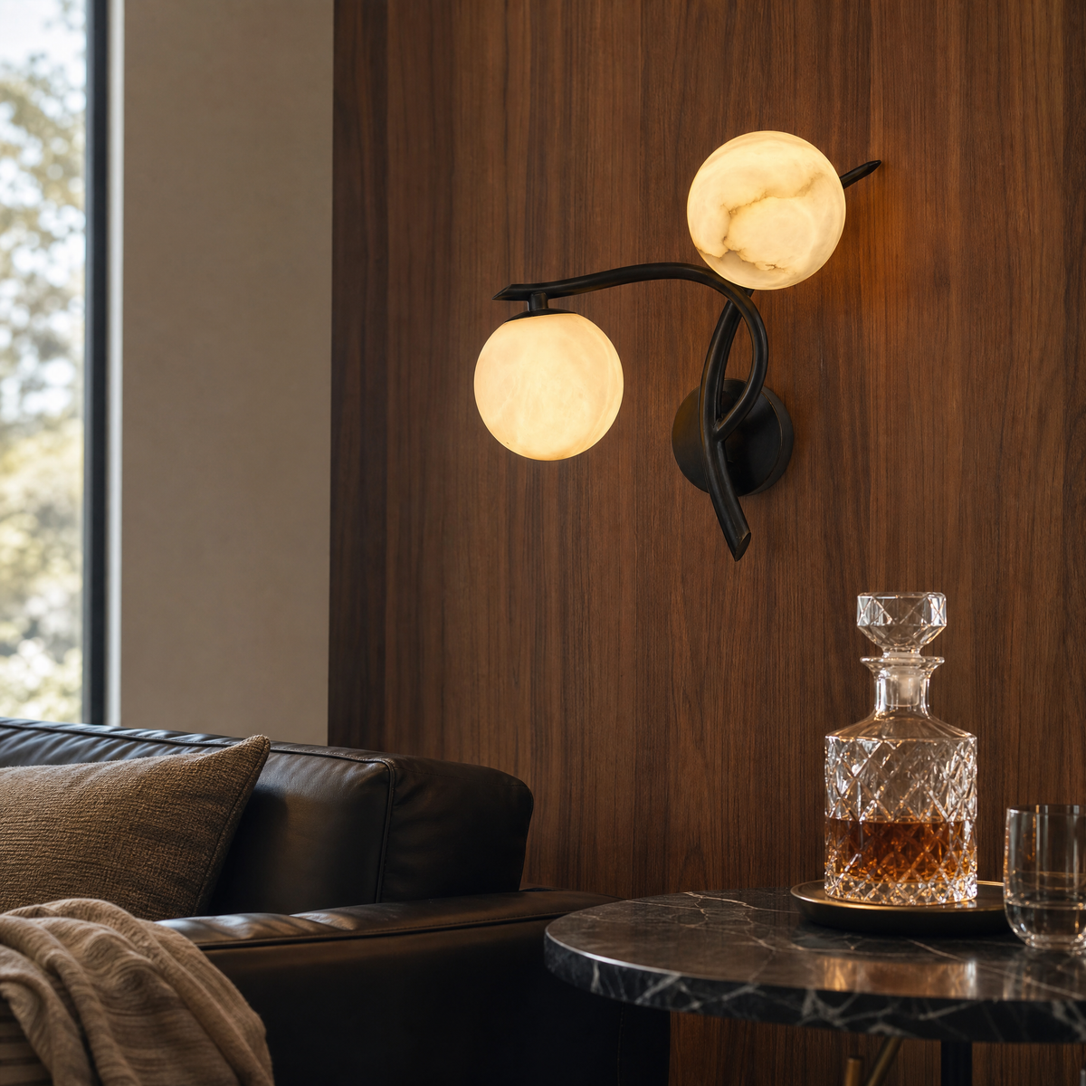 Branch Curved Duo Alabaster Wall Sconce