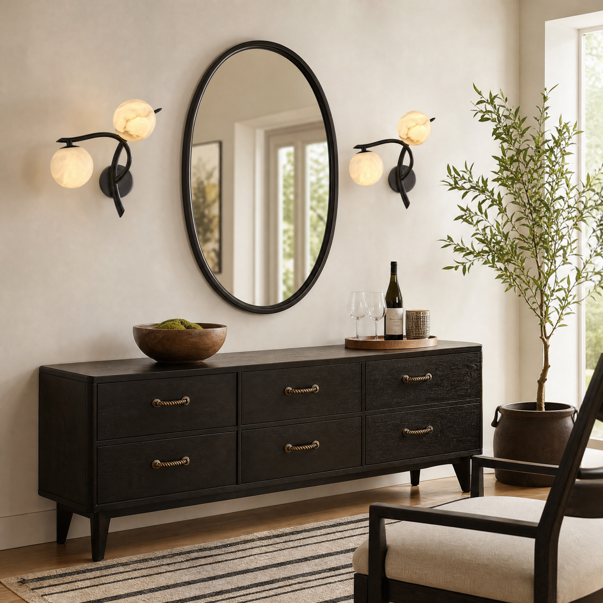 Branch Curved Duo Alabaster Wall Sconce