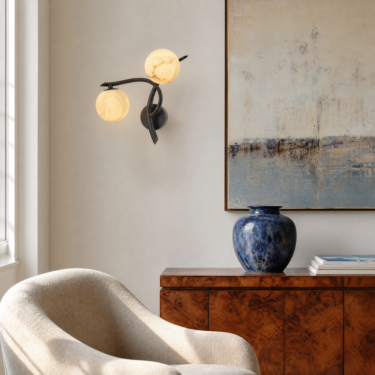 Branch Curved Duo Alabaster Wall Sconce