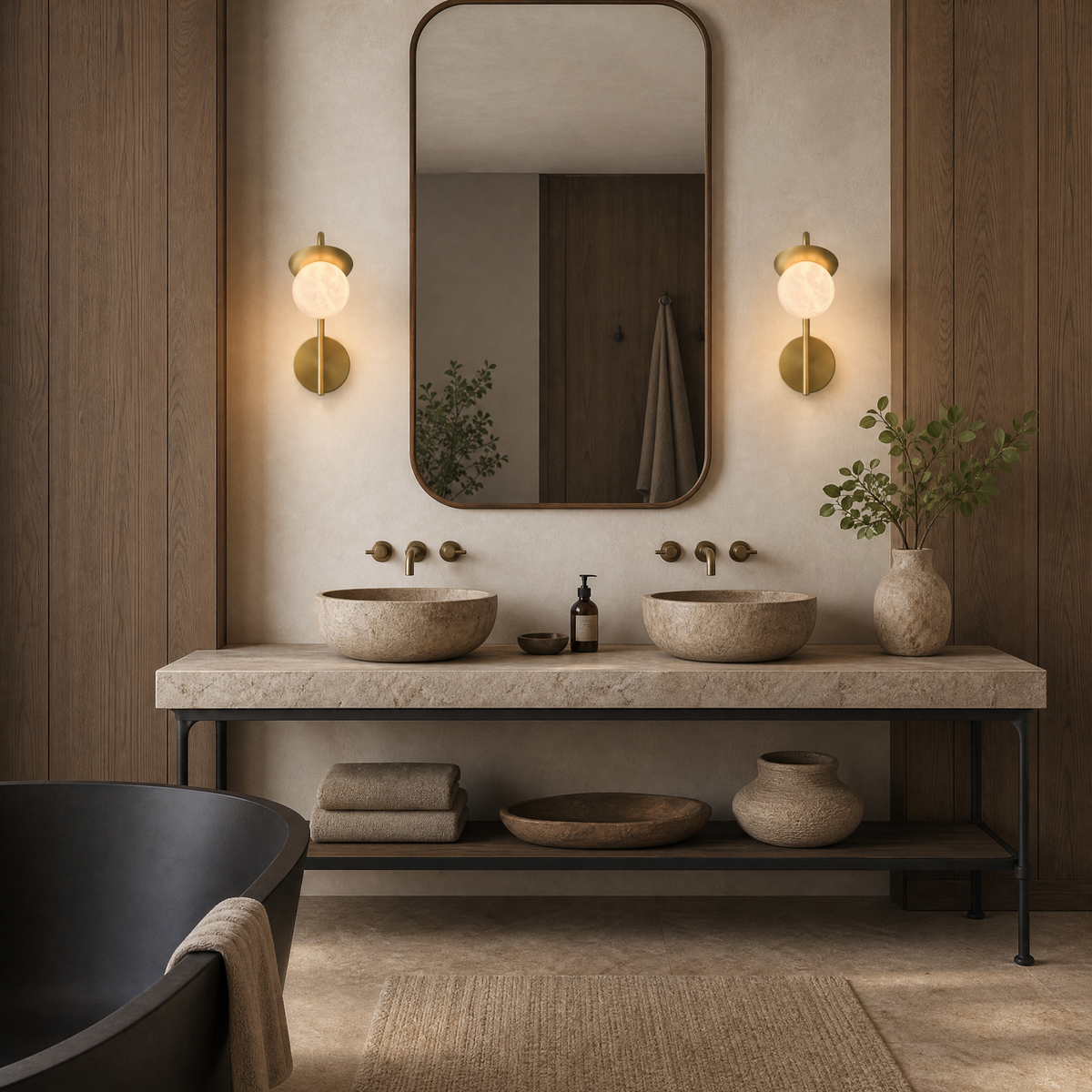 Branch Single Bud Alabaster Wall Sconce