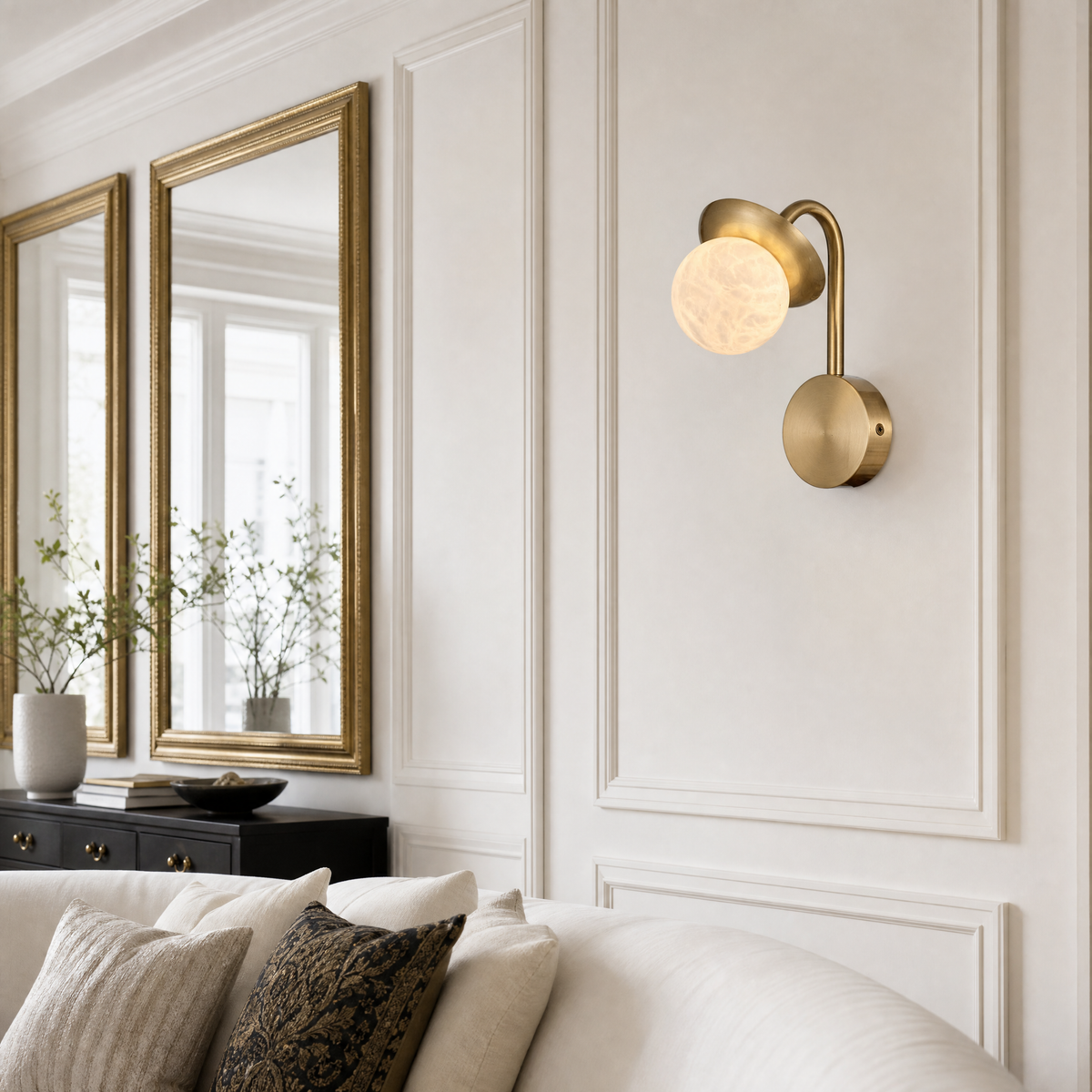 Branch Single Bud Alabaster Wall Sconce