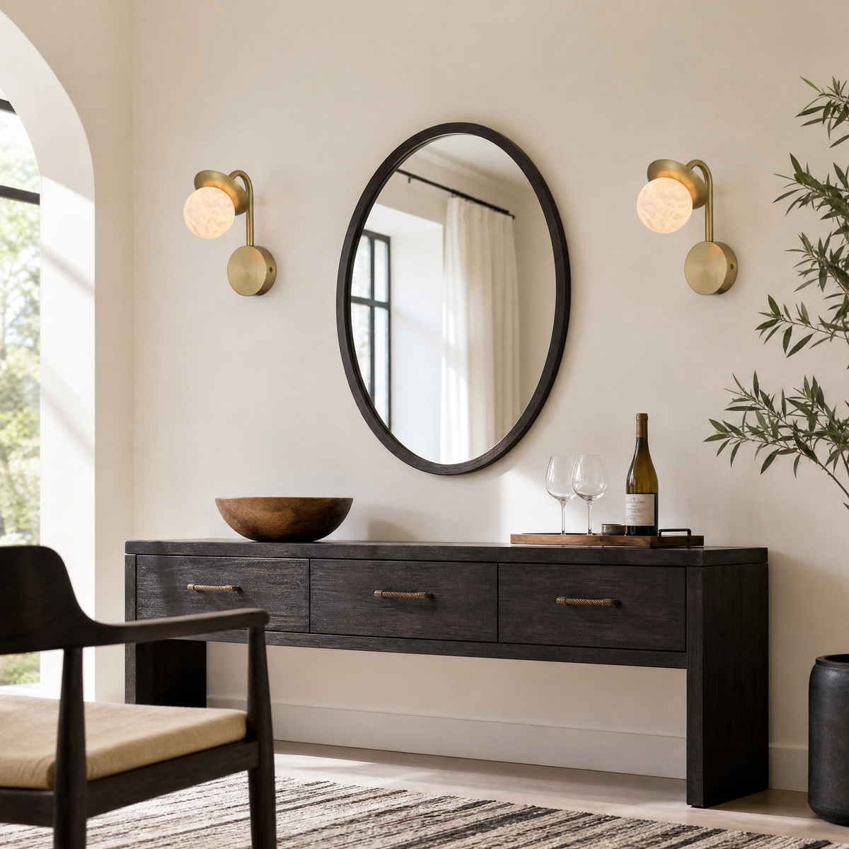 Branch Single Bud Alabaster Wall Sconce