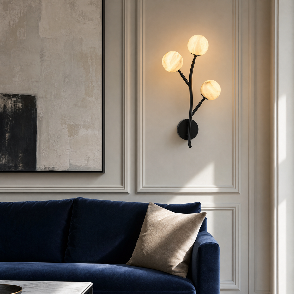 Branch Triple Bloom Alabaster Wall Sconce