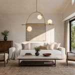 Brass 3-arm Classic Alabaster Pendant Light