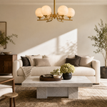 Brass 6-Arm Chandelier Alabaster
