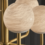 Brass 6-Arm Orb Alabaster Pendant Light