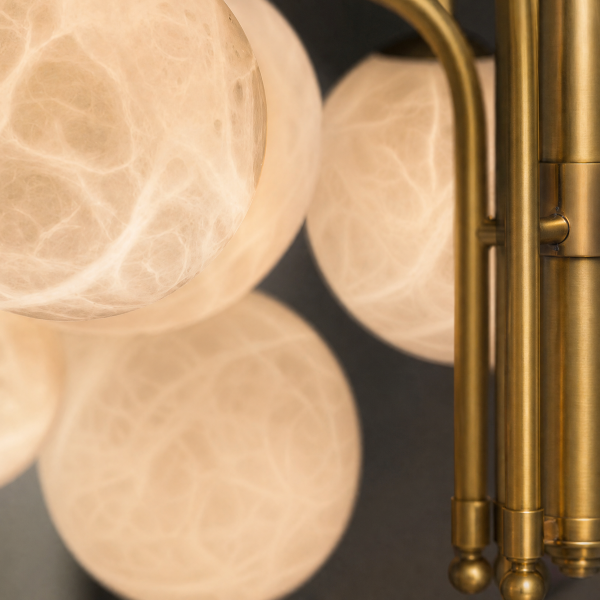 Brass 6-orb Alabaster Pendant Light