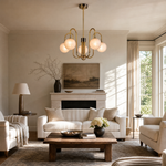 Brass Arc Alabaster Pendant Light
