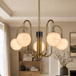 Brass Arc Alabaster Pendant Light