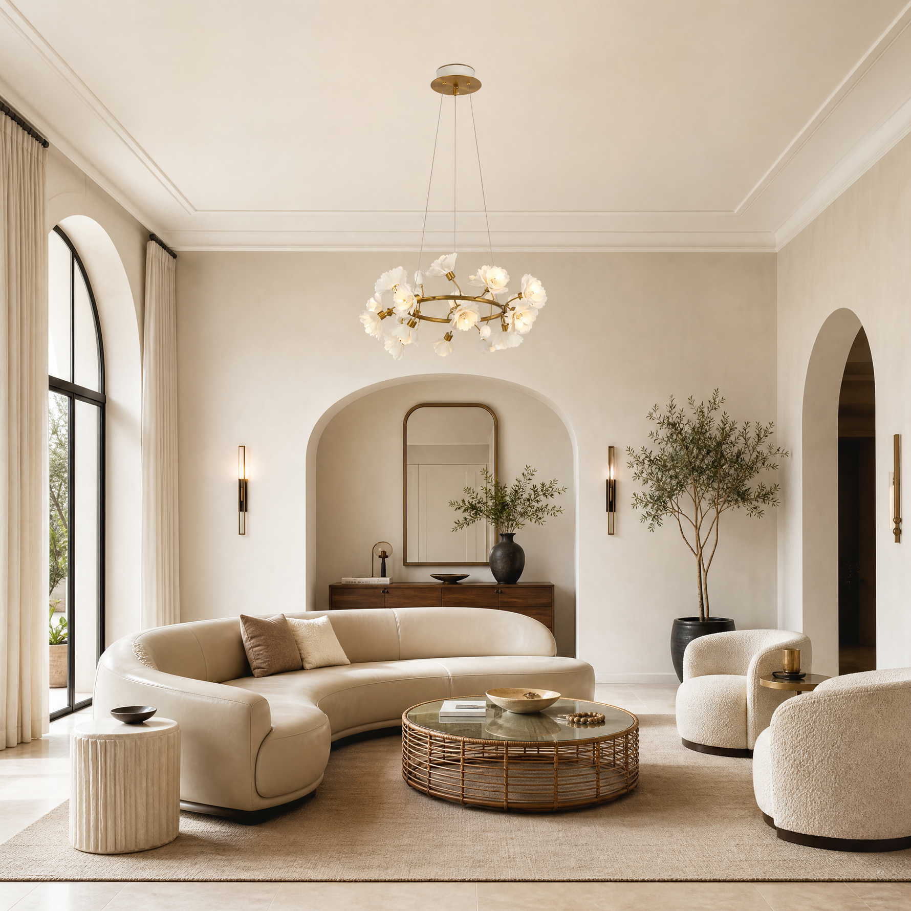 Brass Ceramic Chandelier