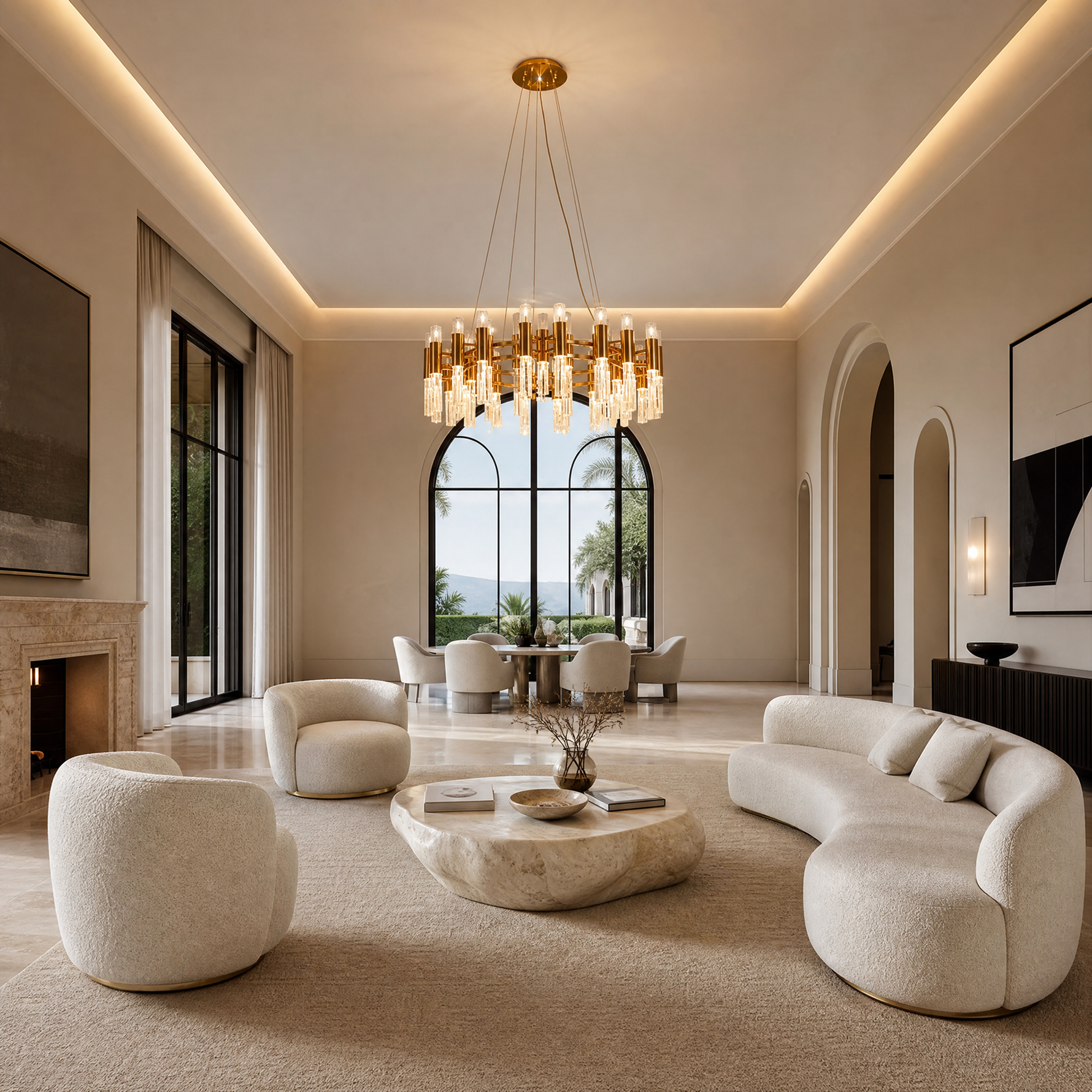 Brass Halo Chandelier