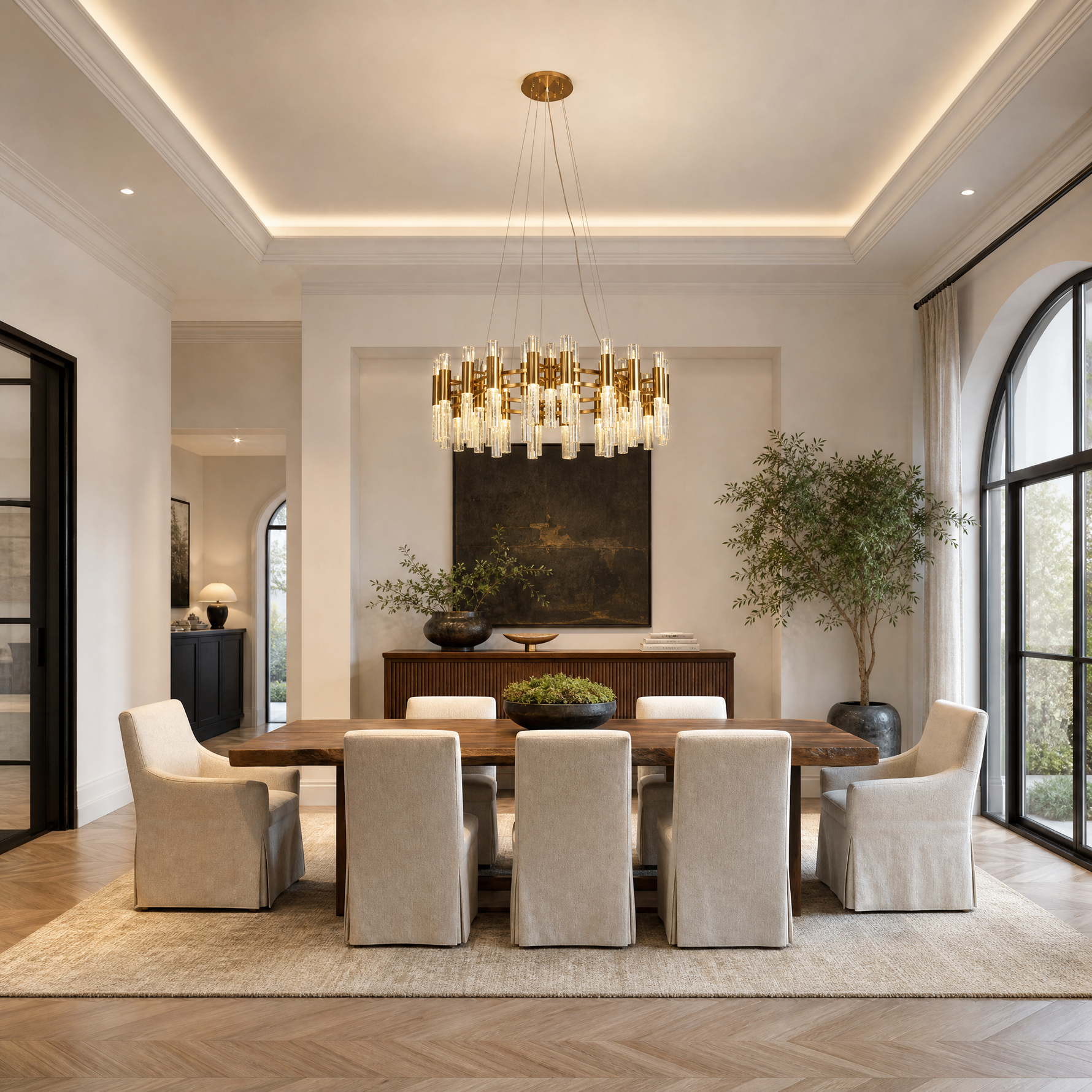 Brass Halo Chandelier