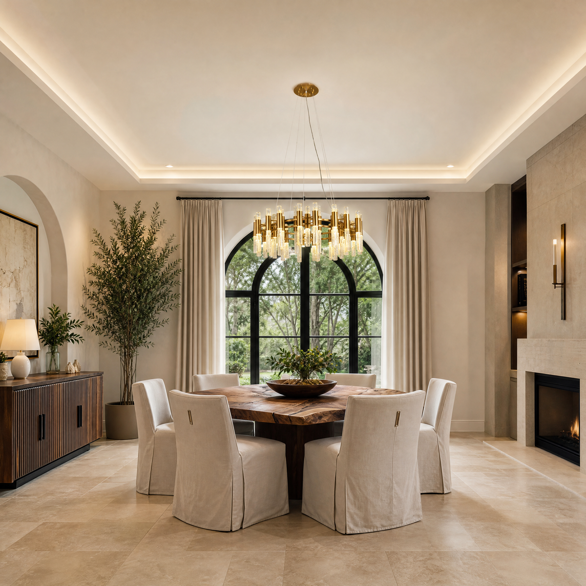 Brass Halo Chandelier