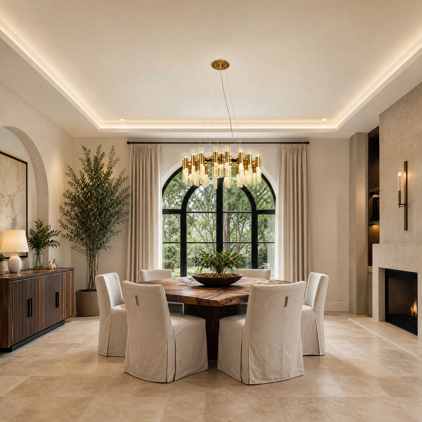 Brass Halo Chandelier