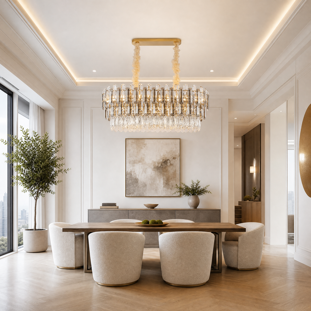 Brass Rectangular Chandelier