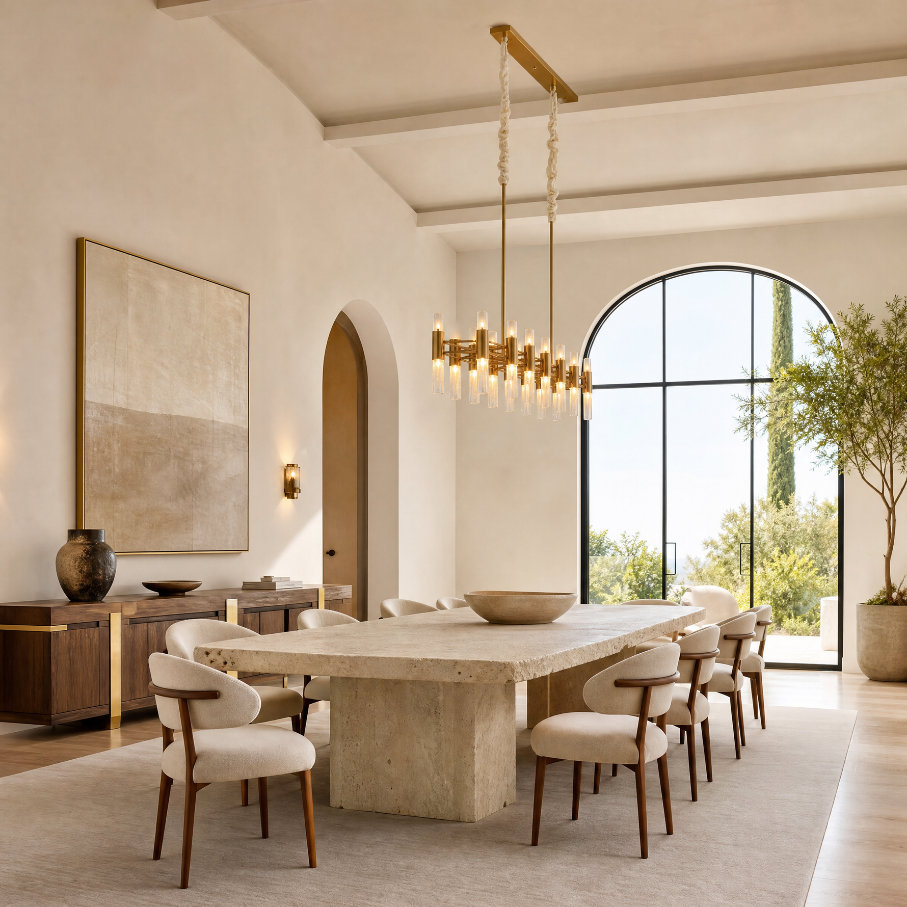 Brass Rectangular Chandelier