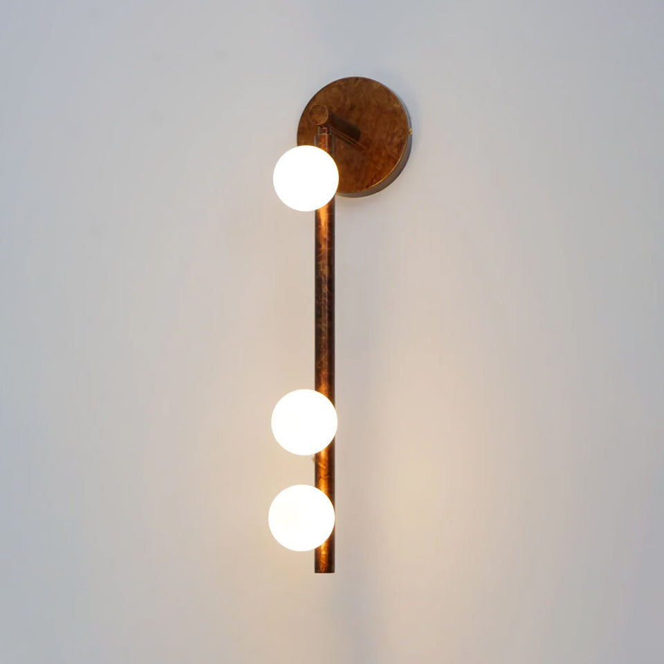 Brass Glass Tube Wall Lamp – Vintage Brass & White Finish