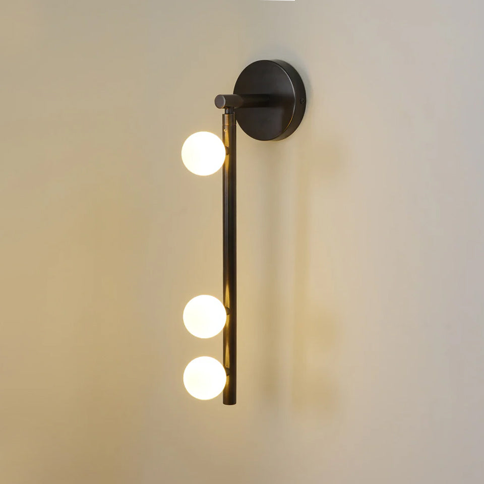 Brass Glass Tube Wall Lamp – Vintage Brass & White Finish