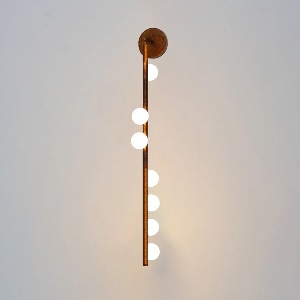 Brass Glass Tube Wall Lamp – Vintage Brass & White Finish