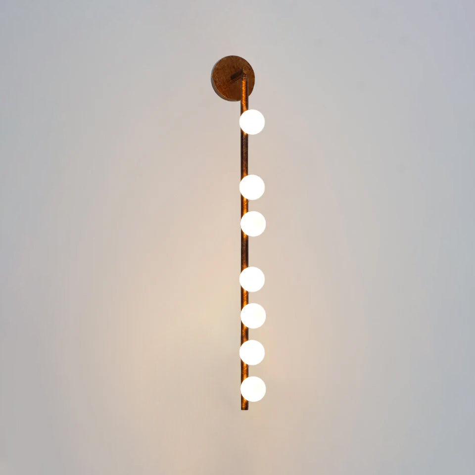 Brass Glass Tube Wall Lamp – Vintage Brass & White Finish
