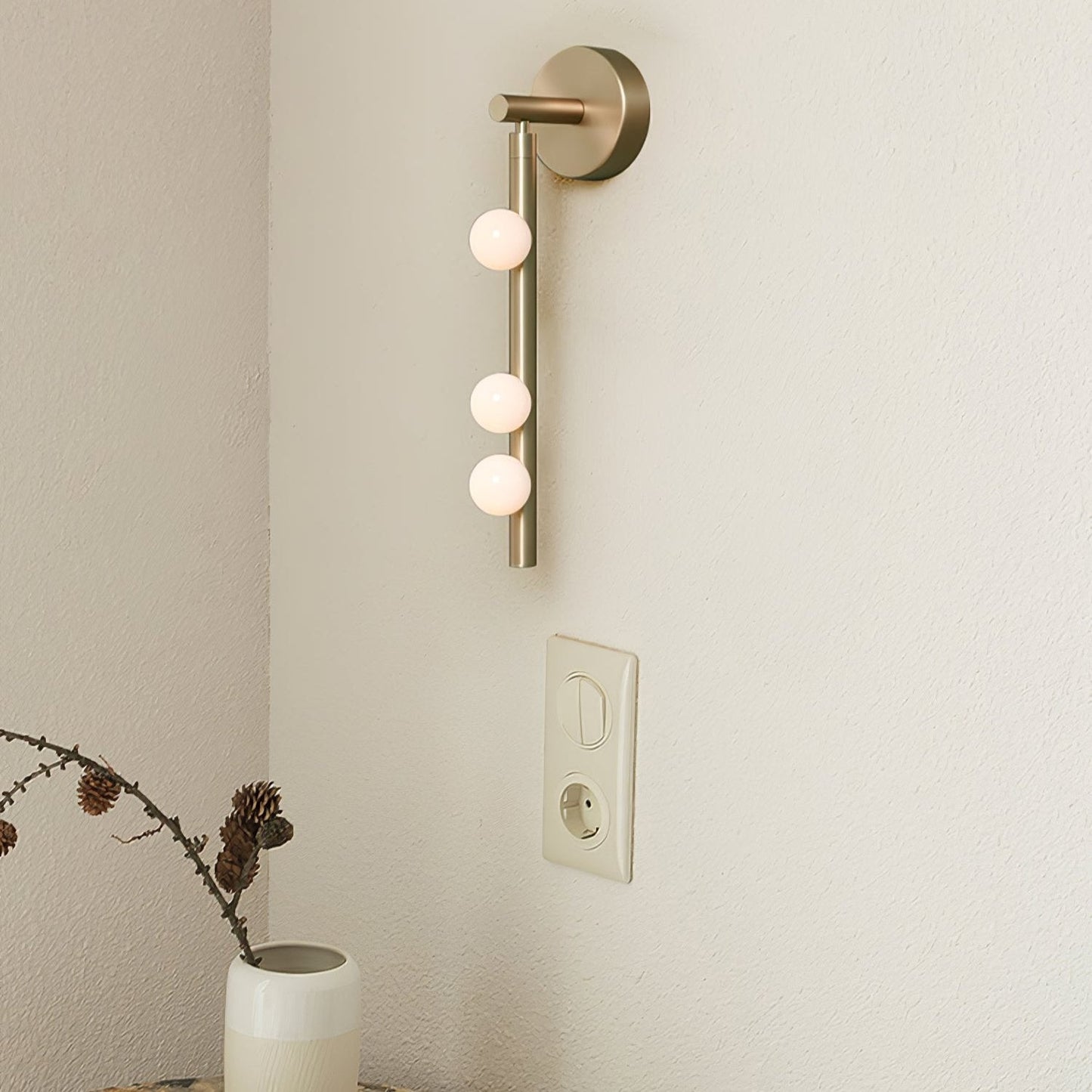 Brass Glass Tube Wall Lamp – Vintage Brass & White Finish