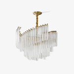 Brinicle Brass & Clear Crystal Chandelier – Elegant 23.6" Diameter