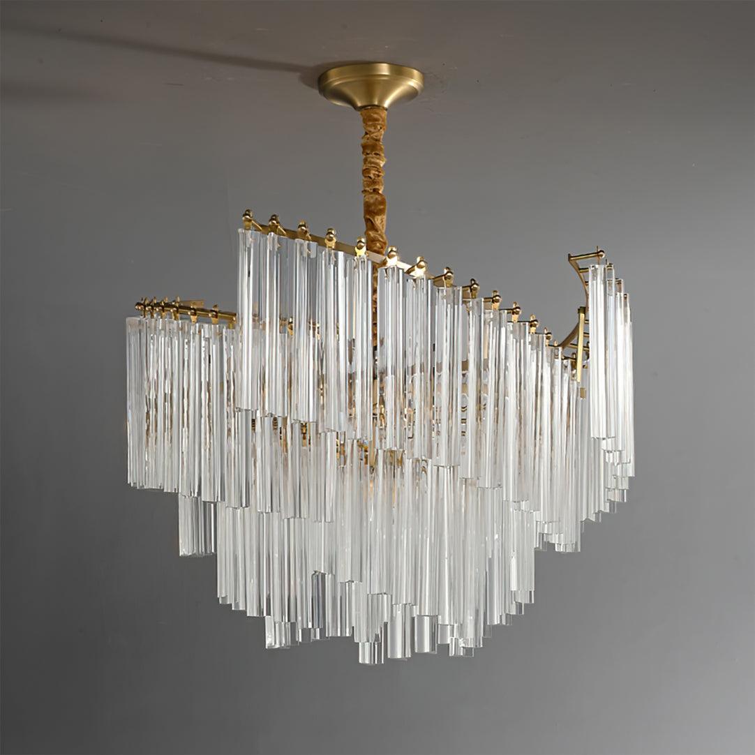 Brinicle Brass & Clear Crystal Chandelier – Elegant 23.6" Diameter