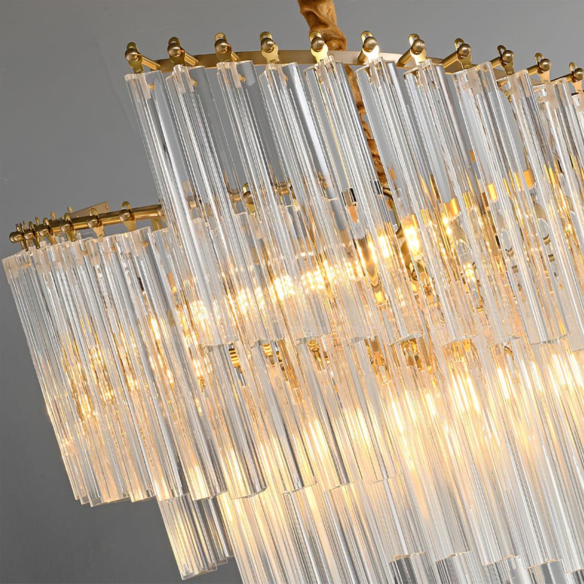 Brinicle Brass & Clear Crystal Chandelier – Elegant 23.6" Diameter