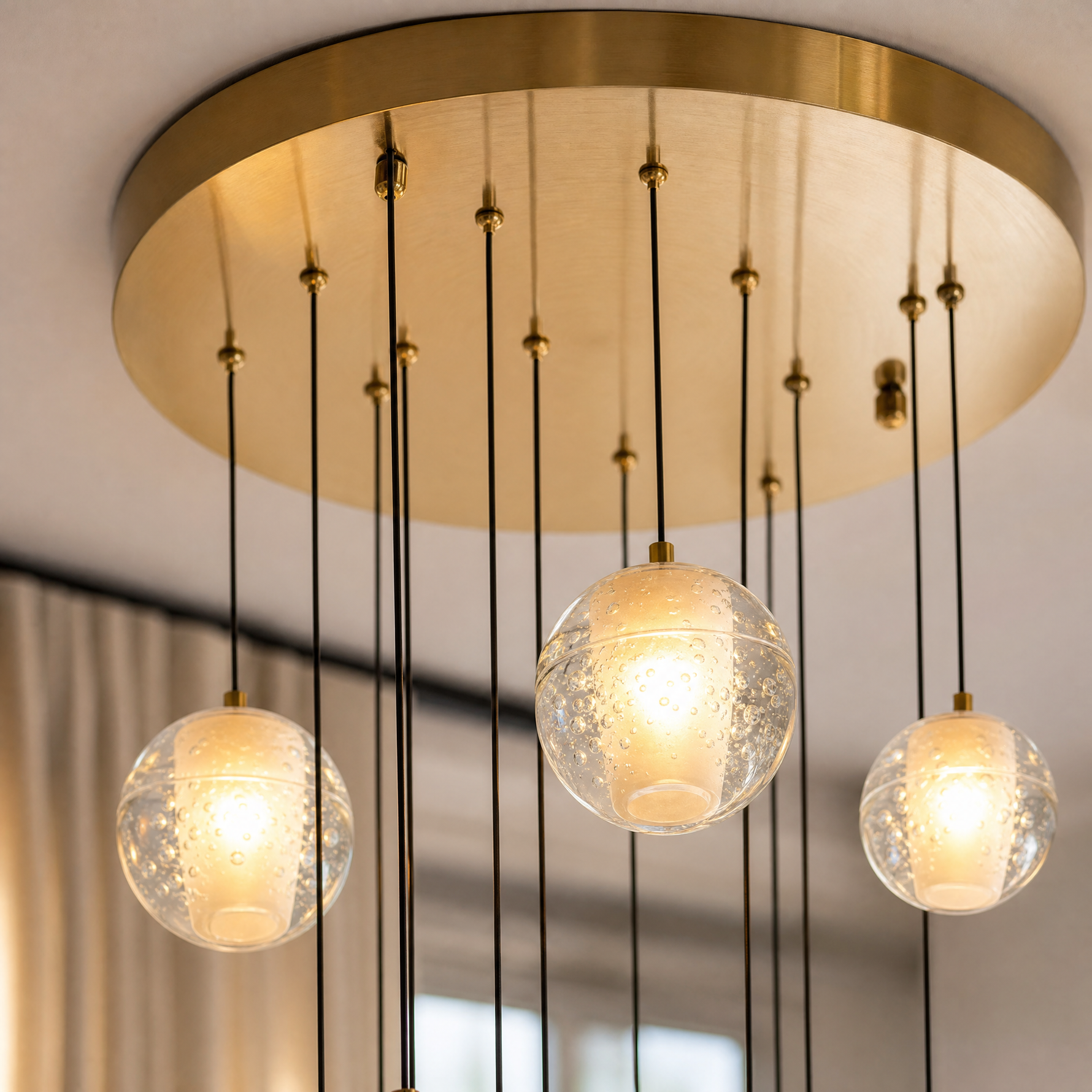 Bubble 14-Light Staircase Chandelier - Copper