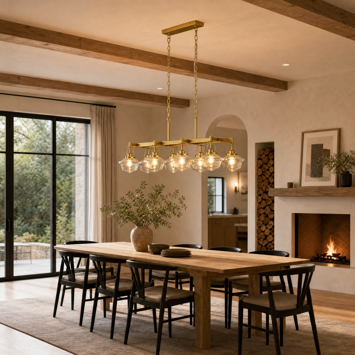 Bubble Glass 8-Light Linear Dining Pendant L1150