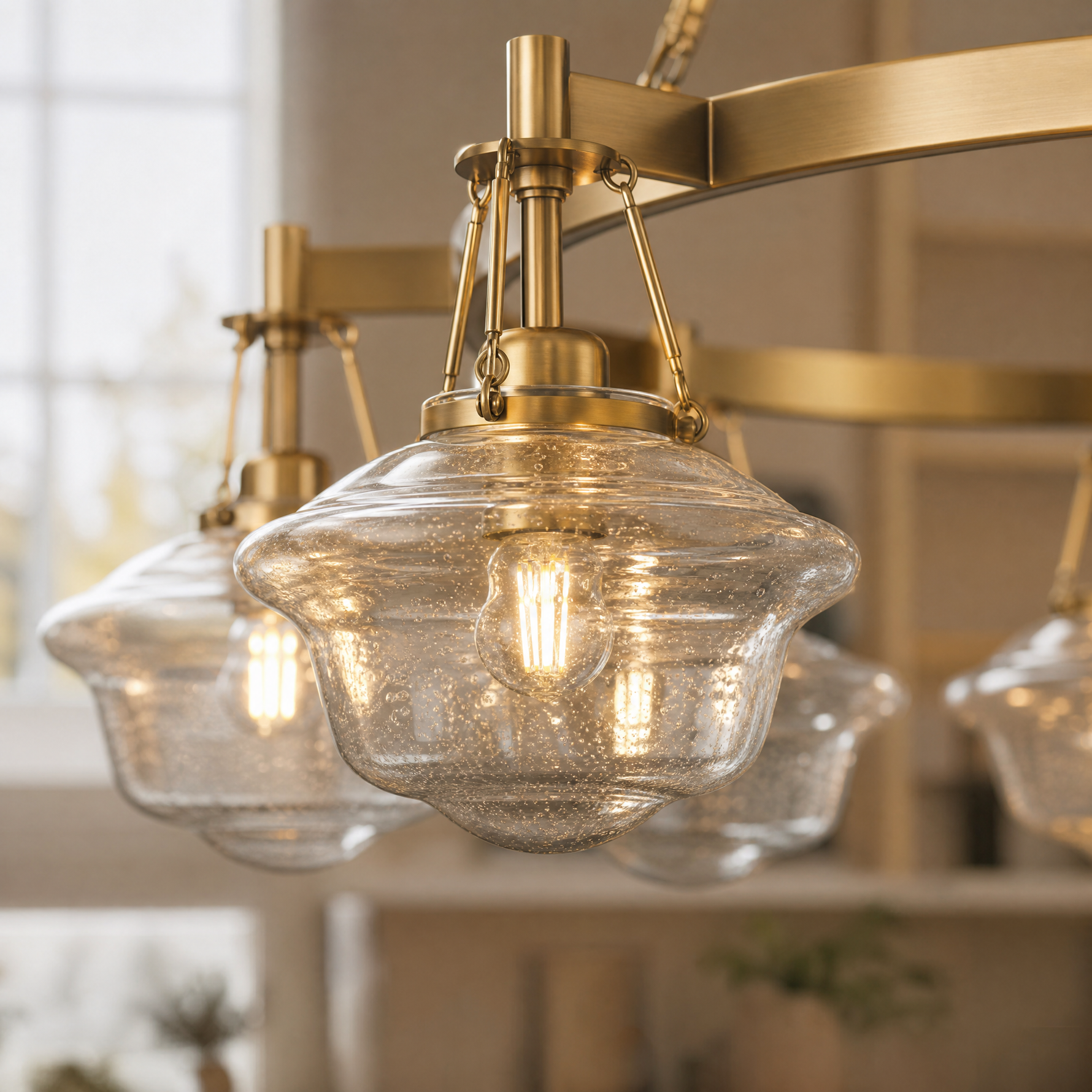 Bubble Glass 8-Light Round Pendant D1000