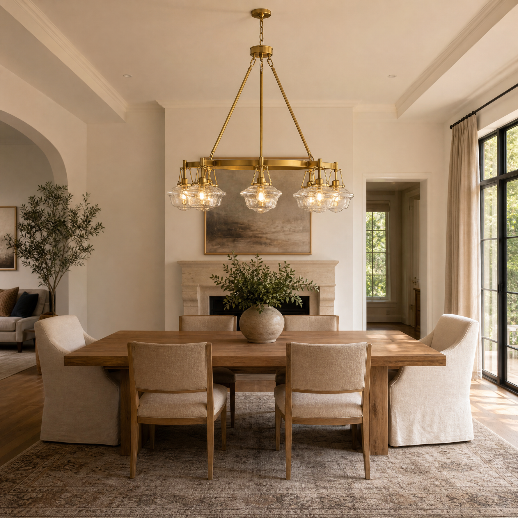 Bubble Glass 8-Light Round Pendant D1000