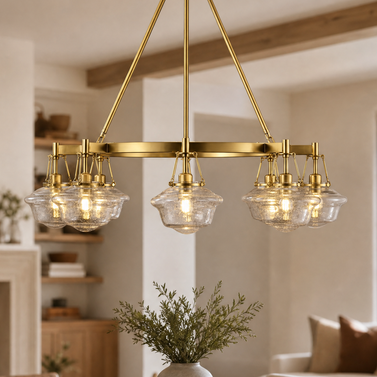 Bubble Glass 8-Light Round Pendant D1000