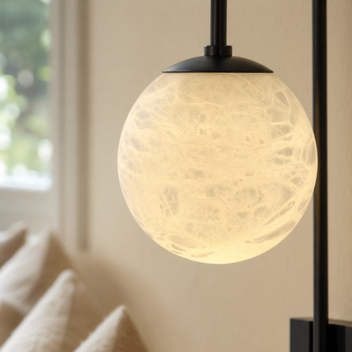Bullet Shade Arched Stem Alabaster Globe Wall Sconce