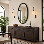 Bullet Shade Arched Stem Alabaster Globe Wall Sconce