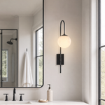Bullet Shade Arched Stem Alabaster Globe Wall Sconce
