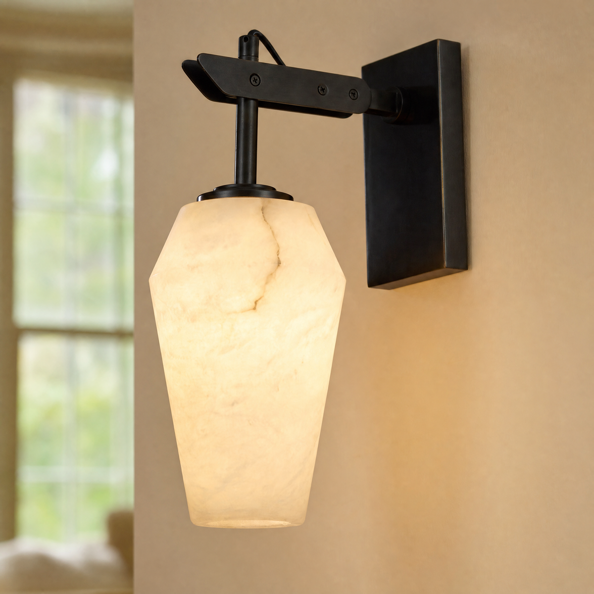 Bullet Shade Teardrop Alabaster Wall Sconce