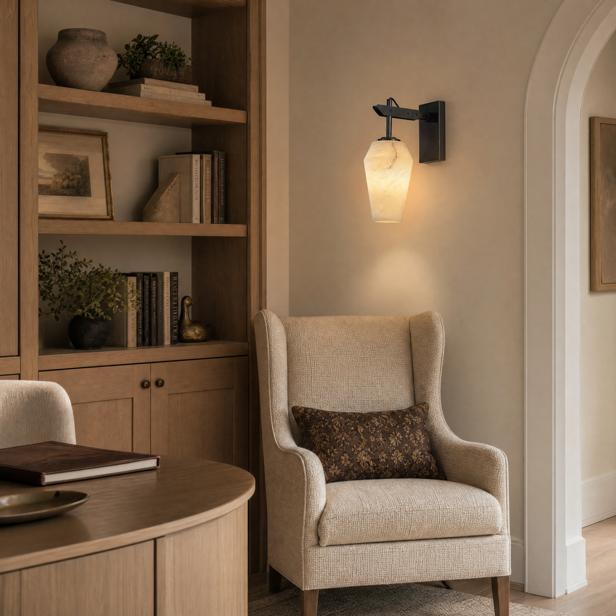 Bullet Shade Teardrop Alabaster Wall Sconce