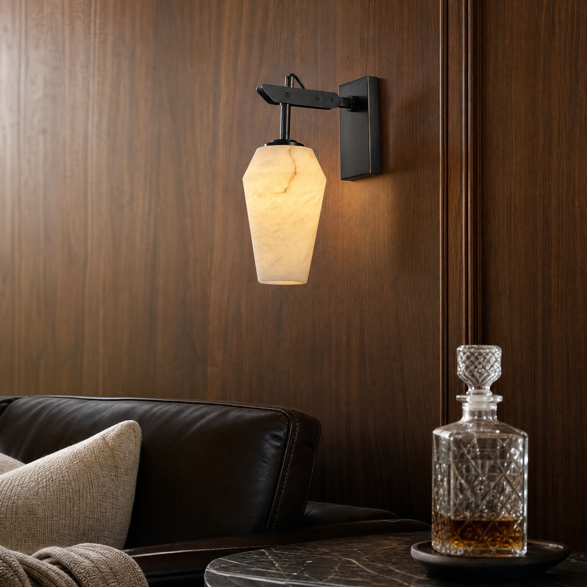 Bullet Shade Teardrop Alabaster Wall Sconce