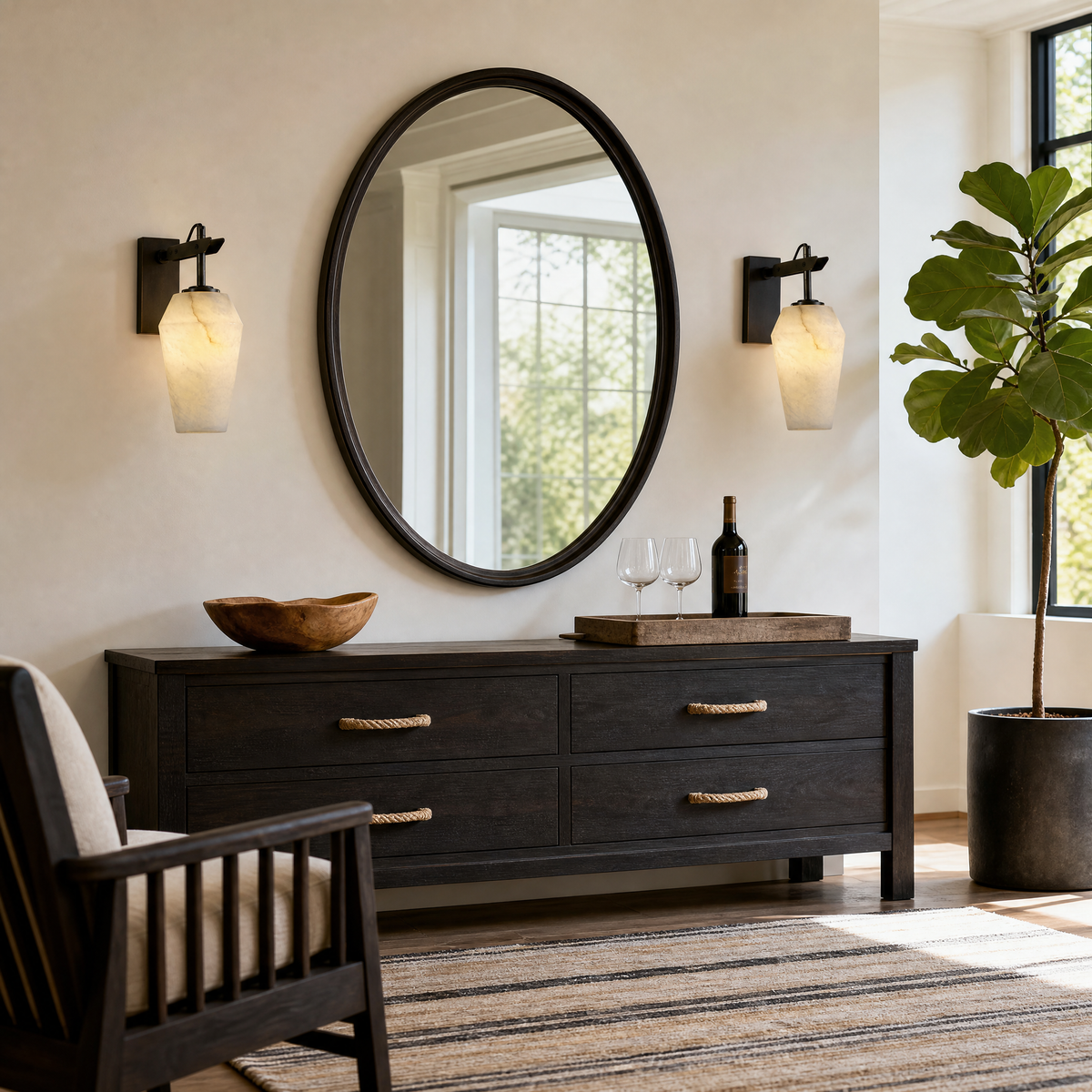 Bullet Shade Teardrop Alabaster Wall Sconce