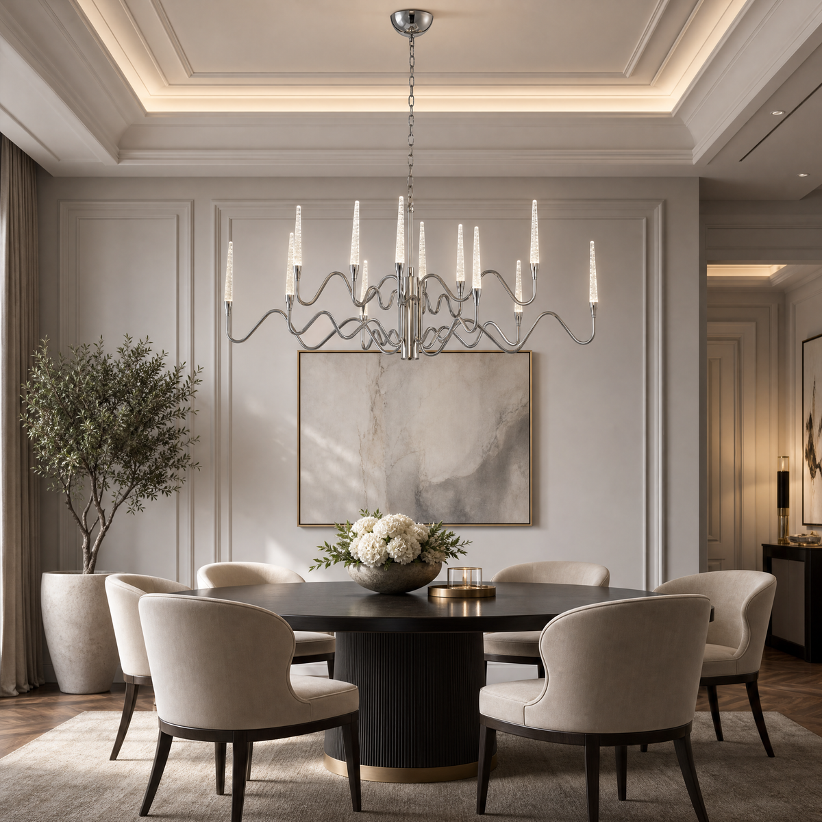 Candlelight Oval Glass Chandelier