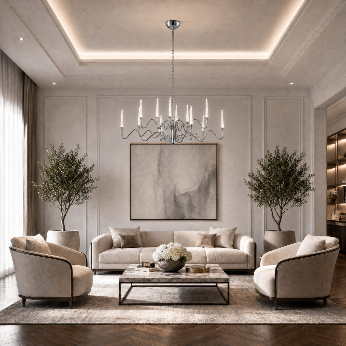Candlelight Oval Glass Chandelier