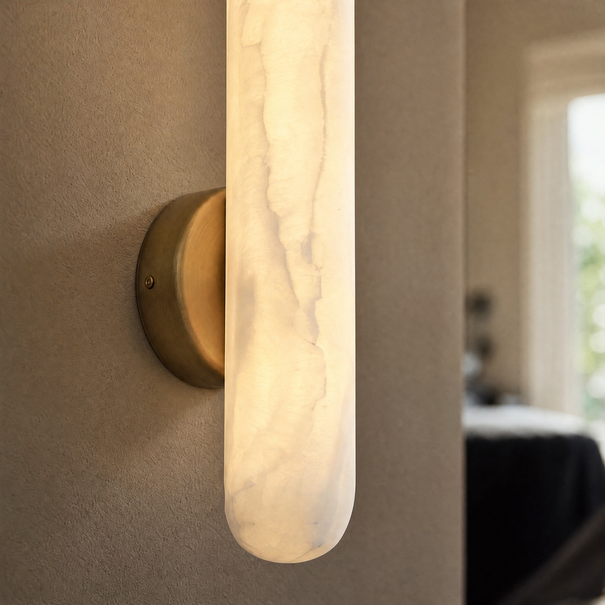 Capsula Modern Alabaster Vertical Wall Sconce