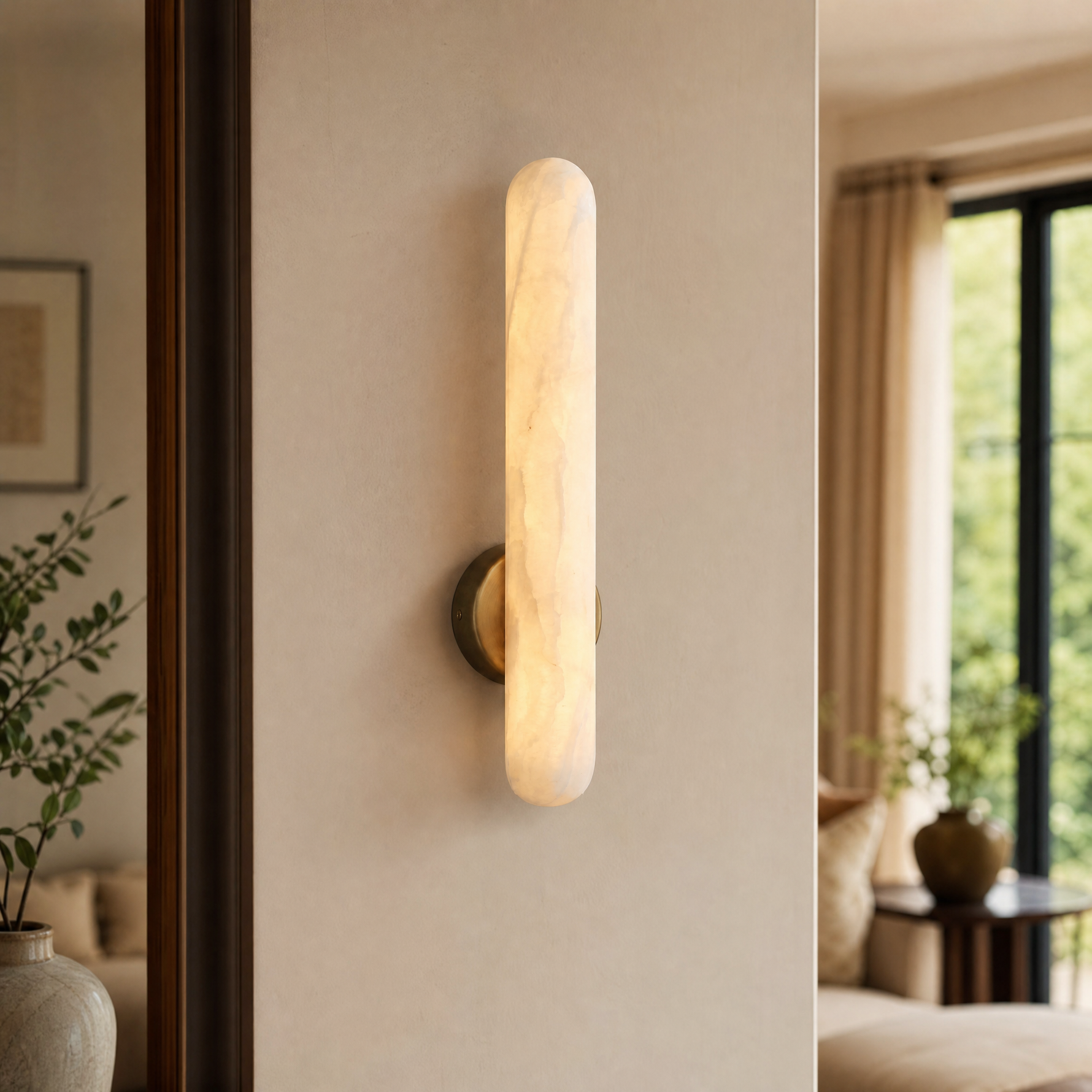 Capsula Modern Alabaster Vertical Wall Sconce