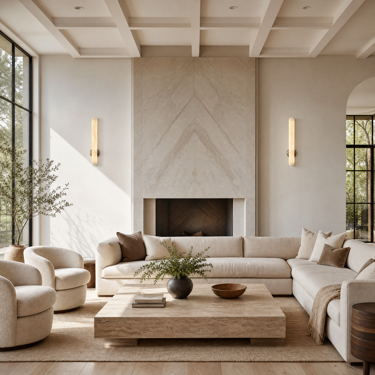 Capsula Modern Alabaster Vertical Wall Sconce
